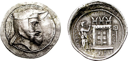 Type 526/530 tetradrachm; prs between standard and temple