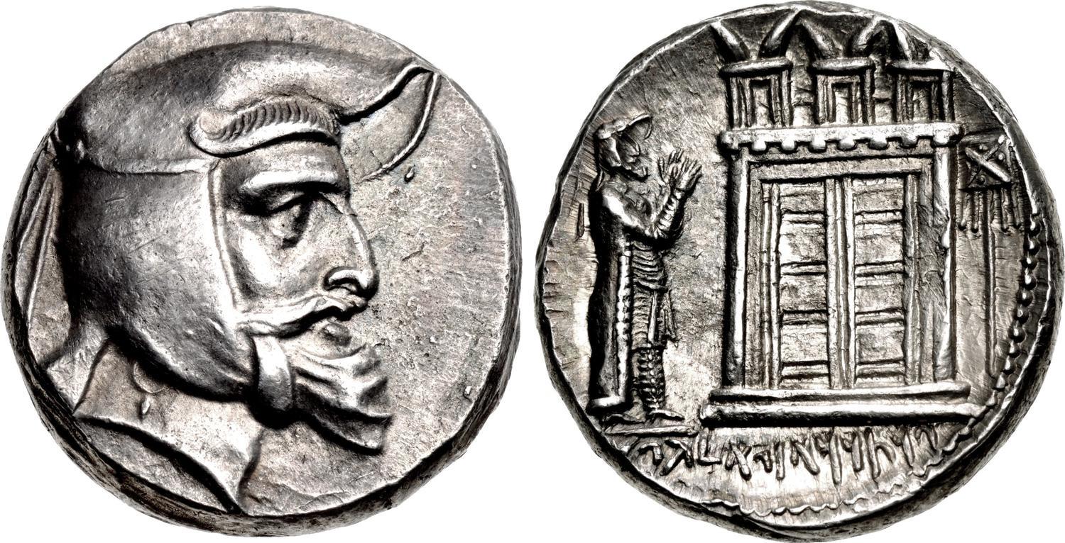Type 520.1 tetradrachm; variation with prs between standard and temple
